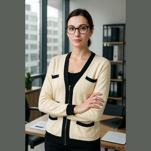 NWT Ann Taylor Cream Black Cardigan Sweater Medium